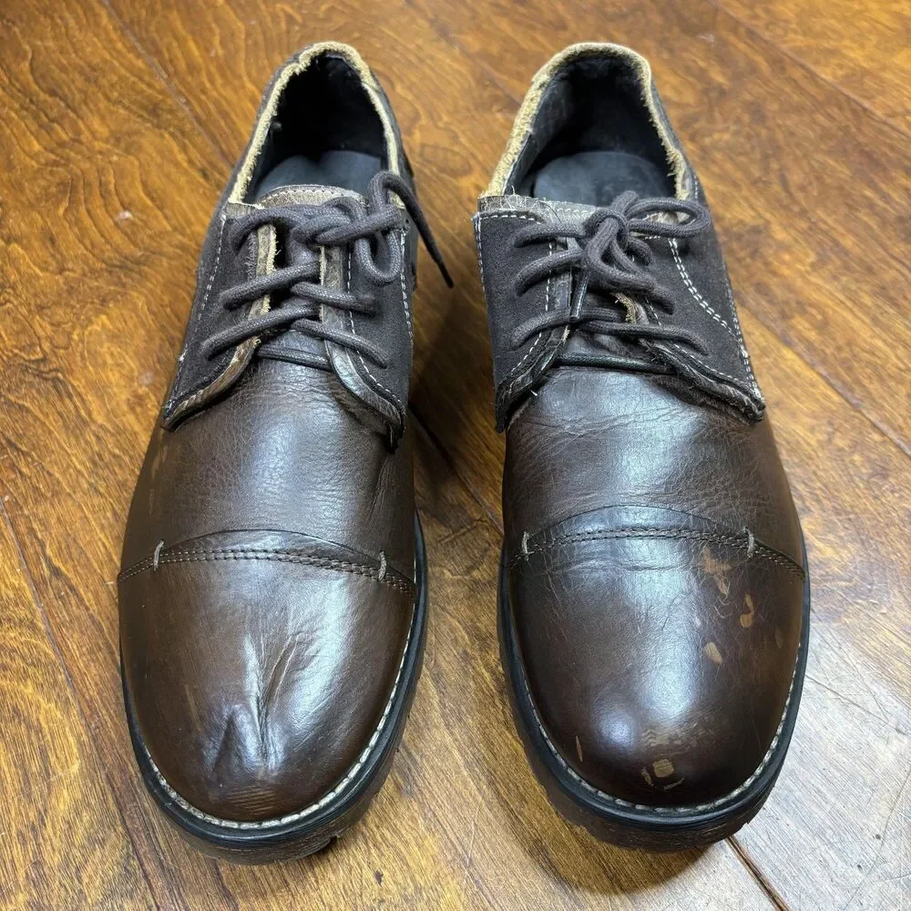 Bed Stu Shoes‎ Mens Size 9.5 Brown Leather Suede Cap Toe Oxford Lace Up Casual